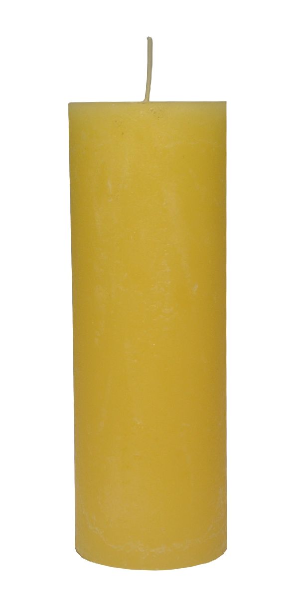 Rustik Stumpenkerze / Vanille gelb / Ø 7 cm / Höhe 20 cm / durchgefärbt