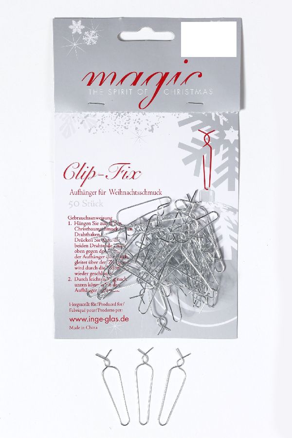 50 Stück / Clip Fix / Silber / Aufhänger für Weihnachtskugeln - 0,10 € pro Stück