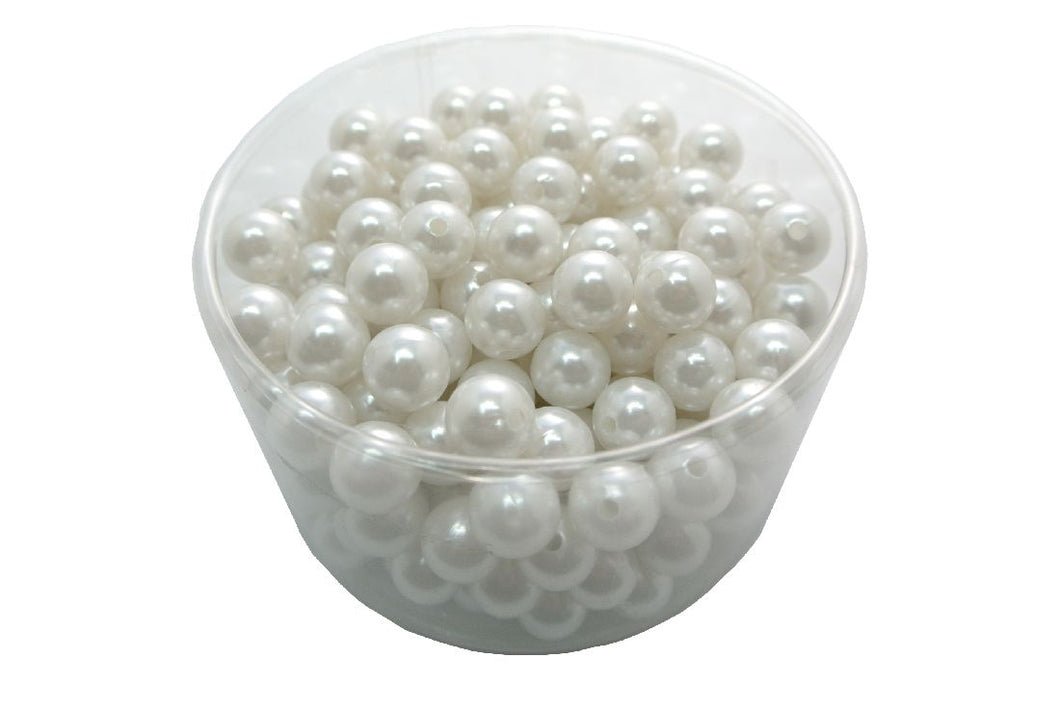 Perlen mit Loch / WEISS / Ø 14 mm / ca. 210 Stück - 72,30 € pro Kilogramm