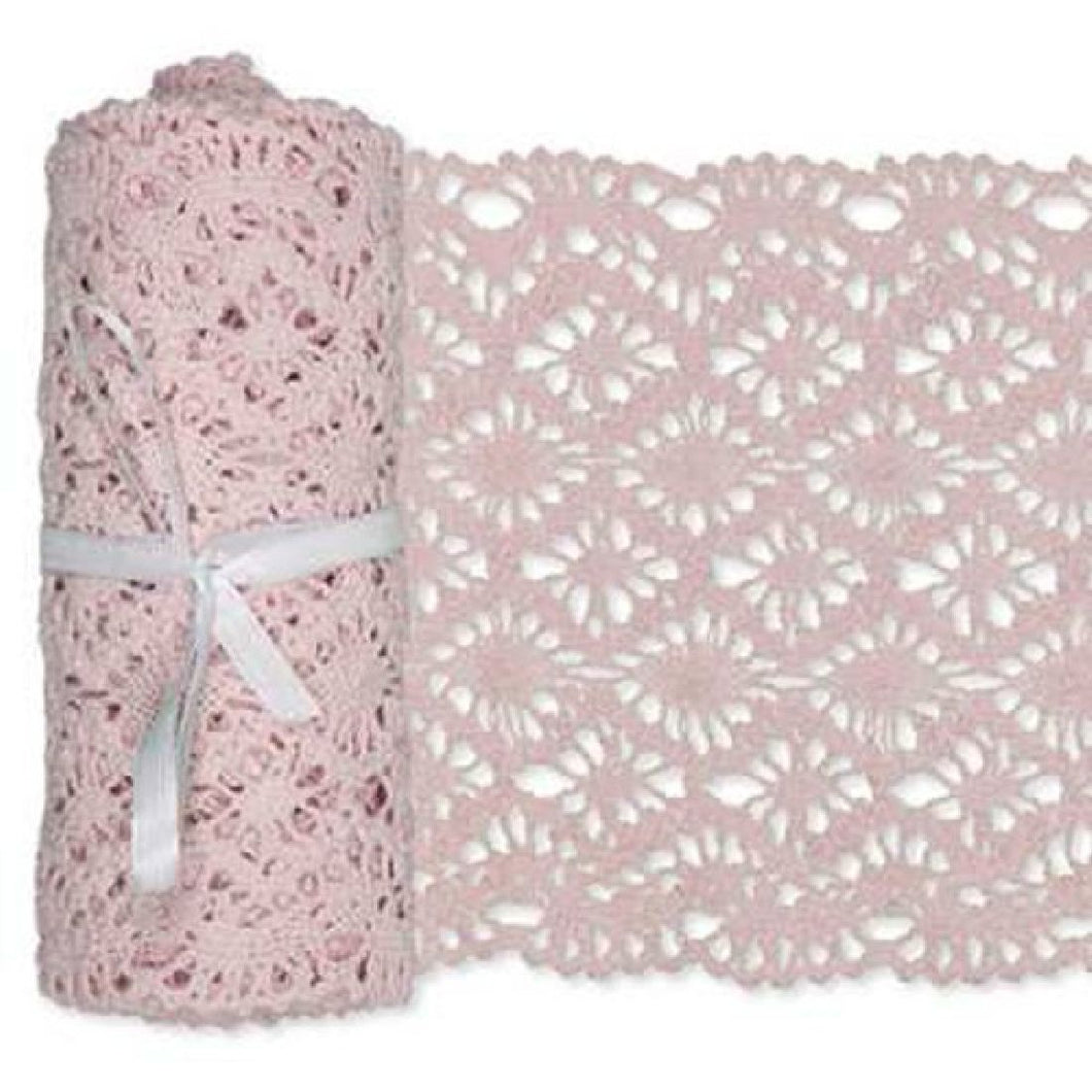 Häkelspitze aus Baumwolle Breite: 15 cm Länge: 180 cm Farbe rosa  rosè - 9,54 € pro Meter