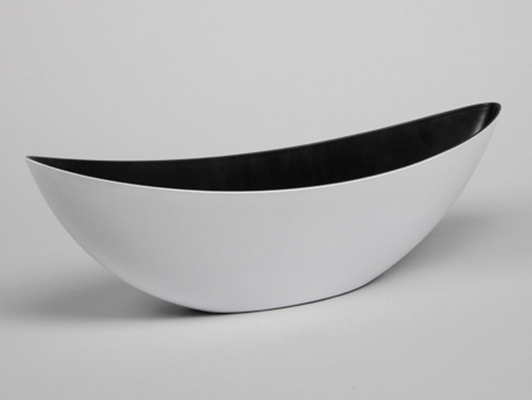Dekoschale Kunststoff / Weiß-Schwarz lackiert / 55x13x17cm