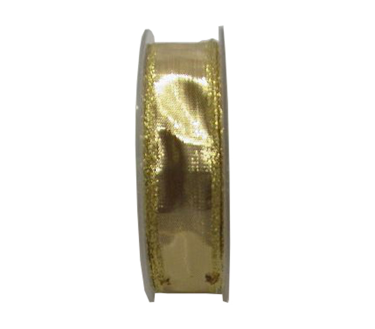Glanzband I Schleifenband mit Drahtkante I gold I Breite:25 mm I Länge: 25 Meter - 0,63 € pro Meter