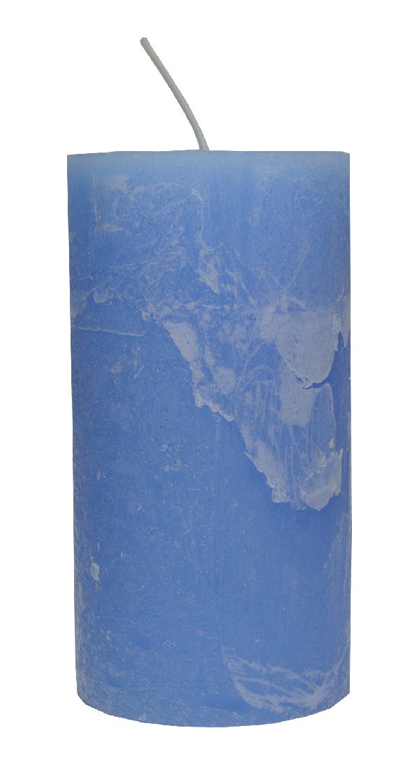 Rustik Stumpenkerze / blau / Ø 8 cm / Höhe 15 cm / durchgefärbt