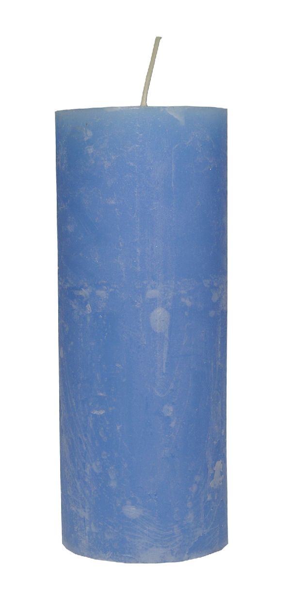 Rustik Stumpenkerze / blau / Ø 8 cm / Höhe 20 cm / durchgefärbt