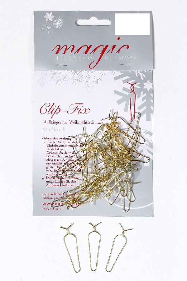 50 Stück / Clip Fix / Gold / Aufhänger für Weihnachtskugeln - 0,09 € pro Stück