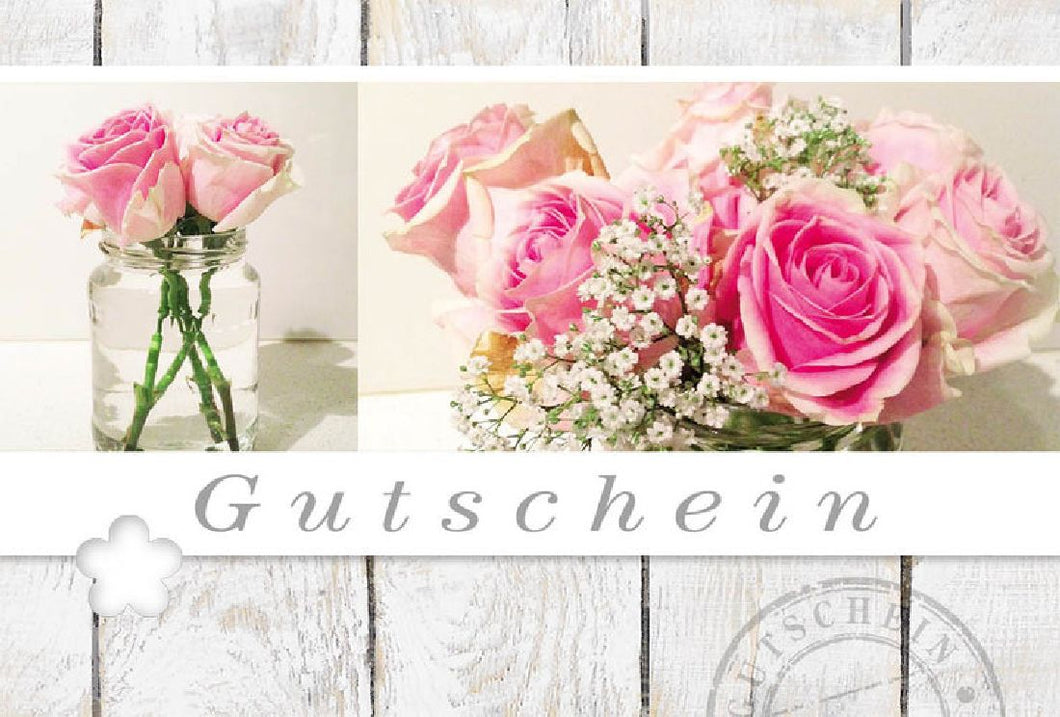Gutschein Rosa Rosen / Holz Fleur Plus - 0,79 € pro Stück