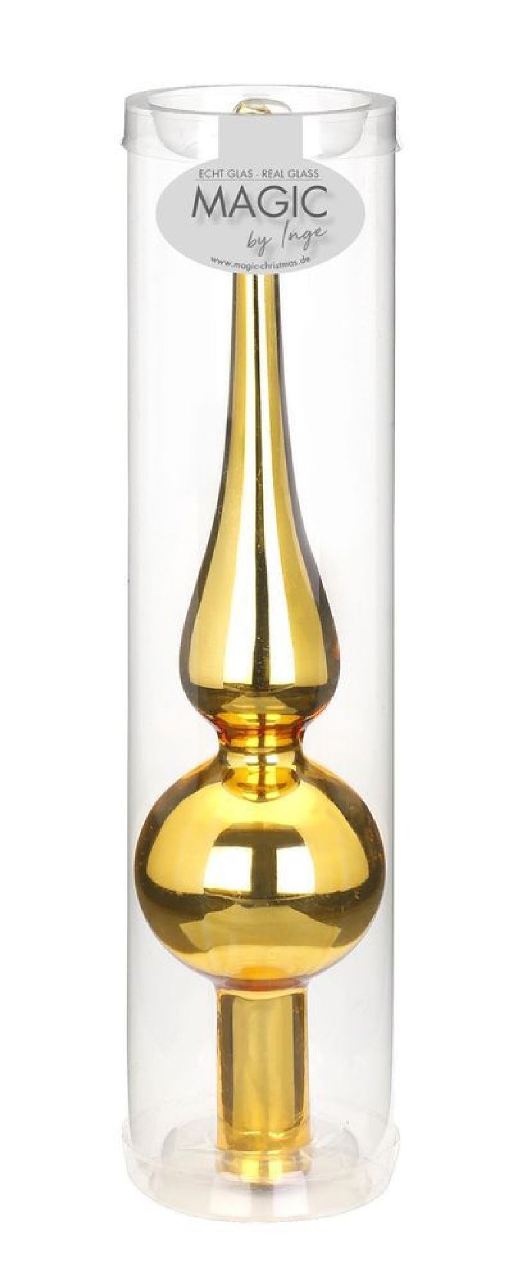 Christbaumspitze / Glasspitze / 25 cm / gold glänzend