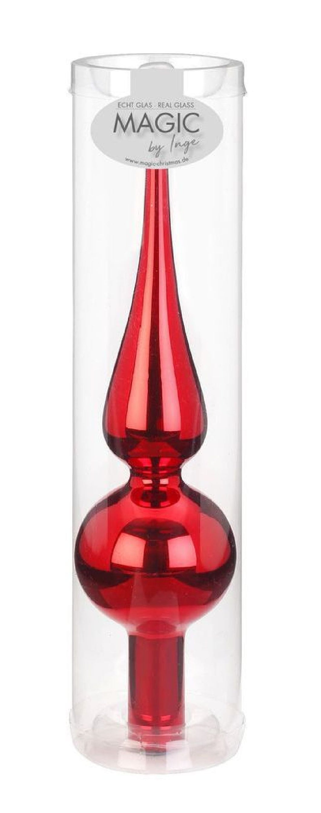 Christbaumspitze / Glasspitze / 25 cm / rot glänzend