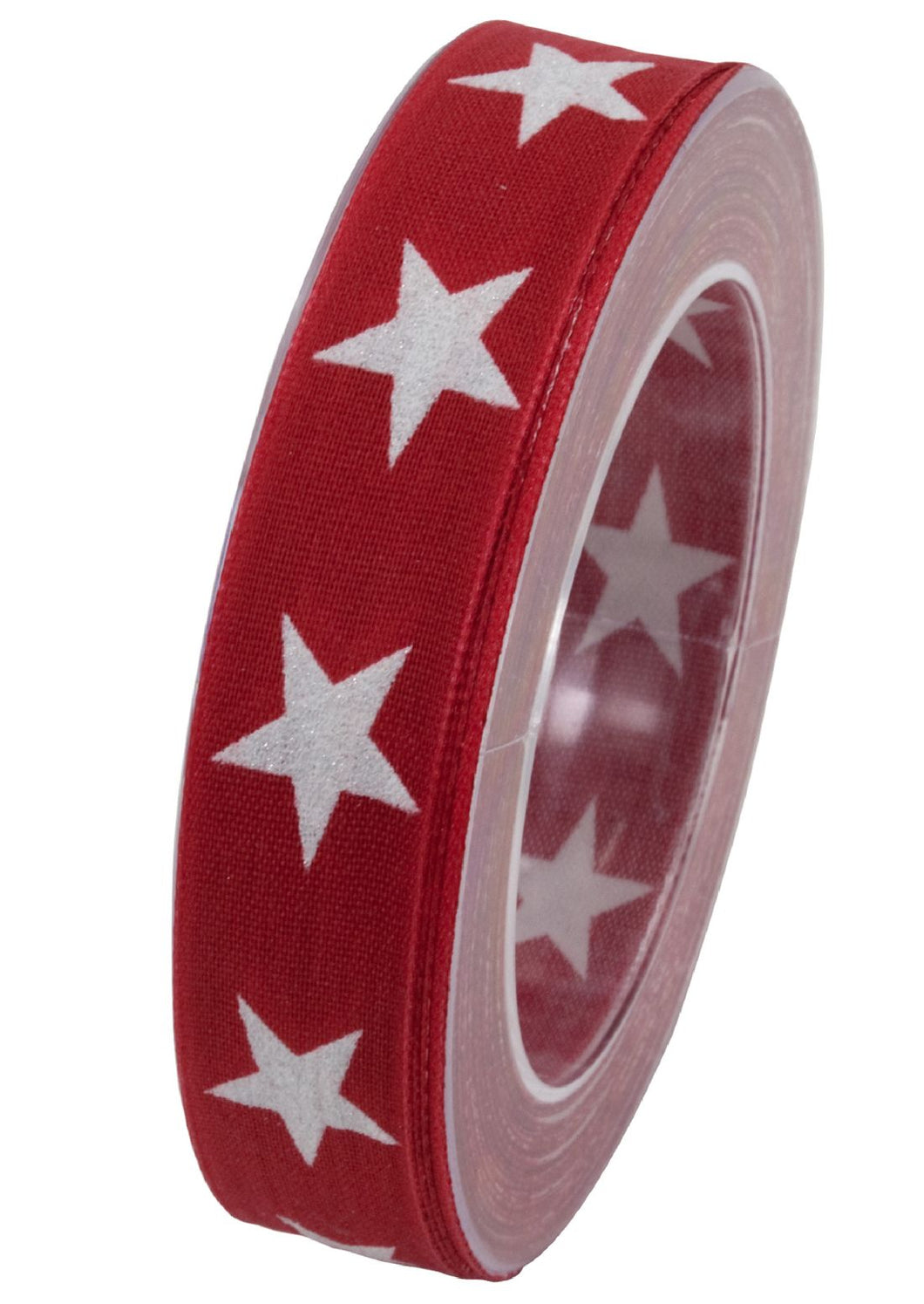 Sternenband mit formstabiler Kante / rot weiß / Breite:25 mm / Länge:20 Meter - 1,17 € pro Meter