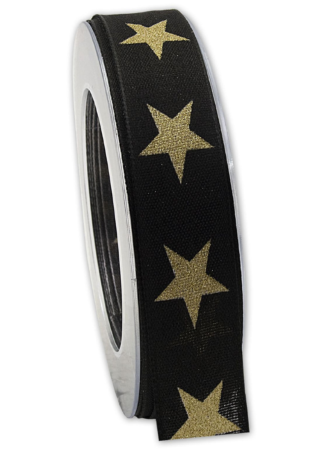 Sternenband mit formstabiler Kante / schwarz-gold / Breite:25 mm/ Länge:20 Meter - 1,17 € pro Meter