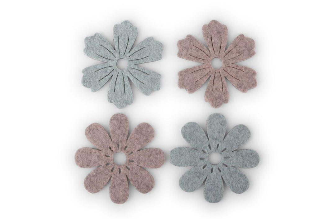 Filz Streudeko Blumen / selbstklebend / rosa-blau /  Ø5-5.5cm / Sticker - 0,39 € pro Stück