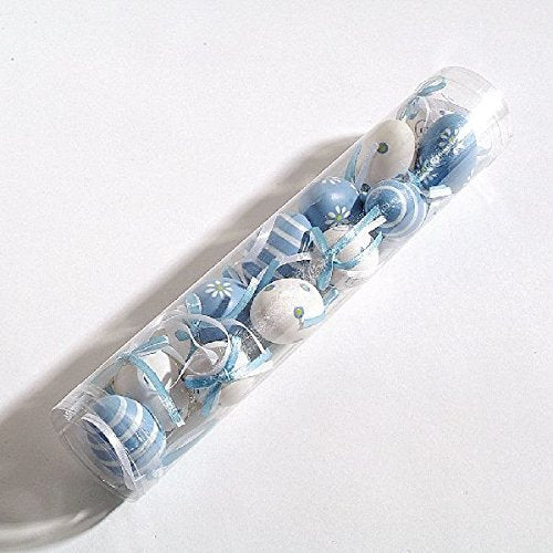 36 Motiv-Eier mit Band zum Hängen 3x4cm Blau-Weiß - 0,57 € pro Stück